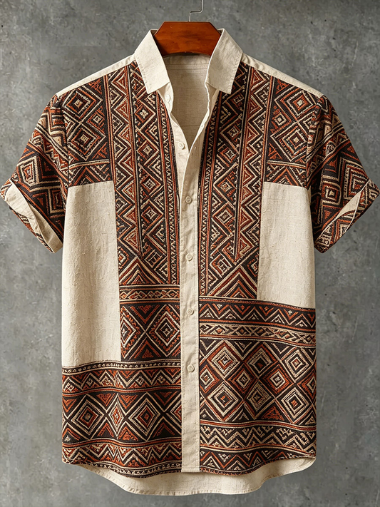 Men's Geometric Pattern Printed Shirt