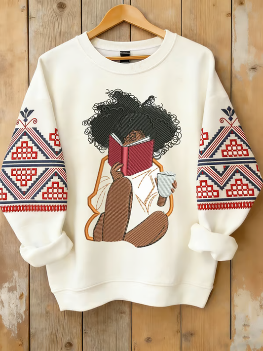 Women's African American Inspirational Crewneck Regular Sweatshirt