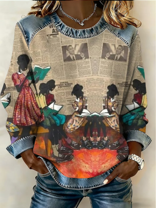 Women'S Casual African American Print Hoodie