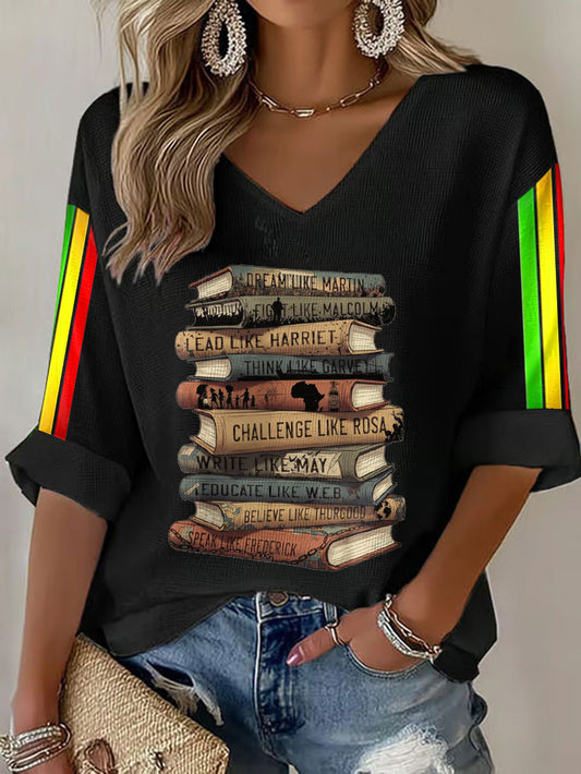 Women's Black History Honoring The Past Printed Waffle Tops