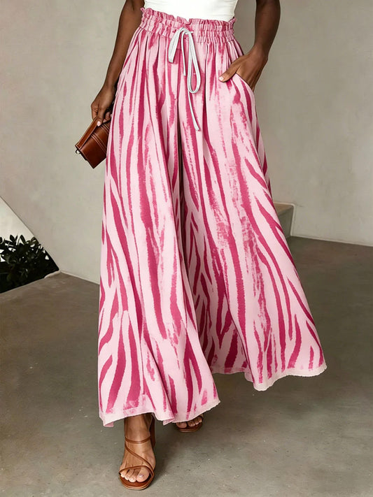 Women's Striped Art Print Casual Pants