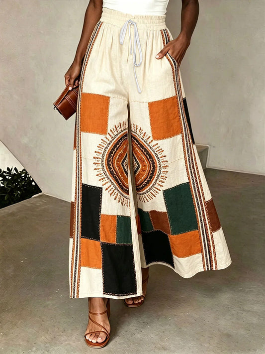 Women's Ethnic Style Patchwork Print Casual Pants