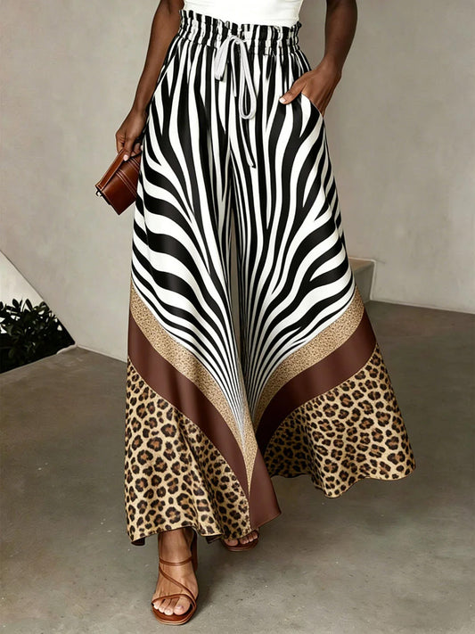Women's Striped Art Print Casual Pants