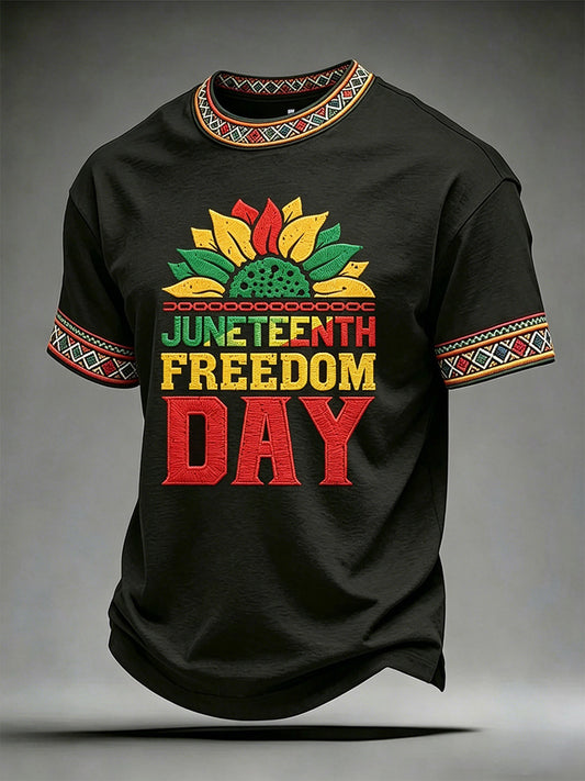 Men's Juneteenth Freedom Day Print Casual Tee