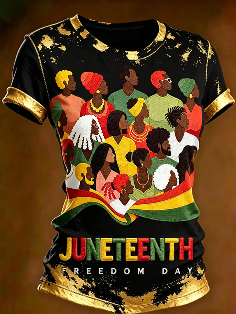 Women's Juneteenth Freedom Day Print Casual Tee