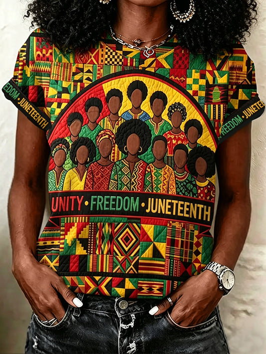 Women's Unity Freedom Juneteenth Print Casual Tee