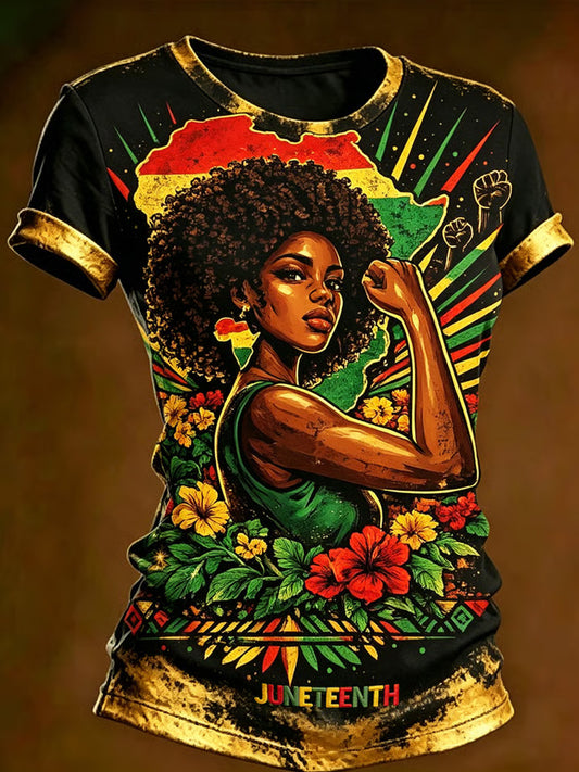 Women's Juneteenth Print Casual Tee