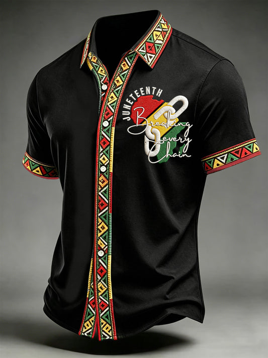 Men's Juneteenth Breaking Every Chain Print Casual Shirt