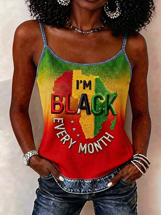 Women's I'm Black Every Month Spaghetti-Strap Tank Top