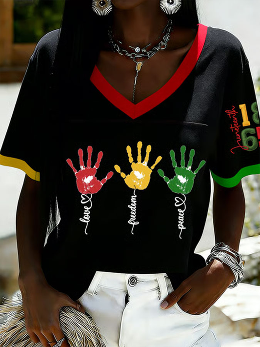 Women's Love Freedom Peace V-neck T-shirt