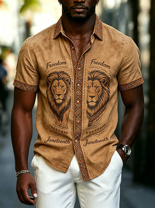 Men's Juneteenth Day Print Casual Shirt