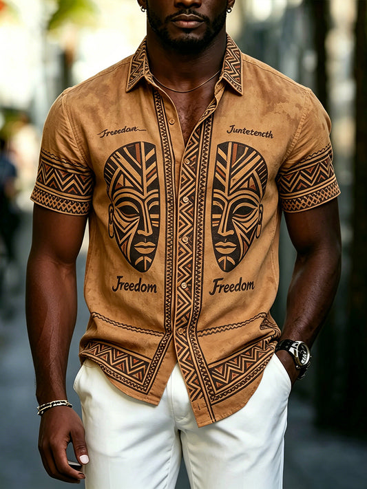 Men's Juneteenth Day Print Casual Shirt