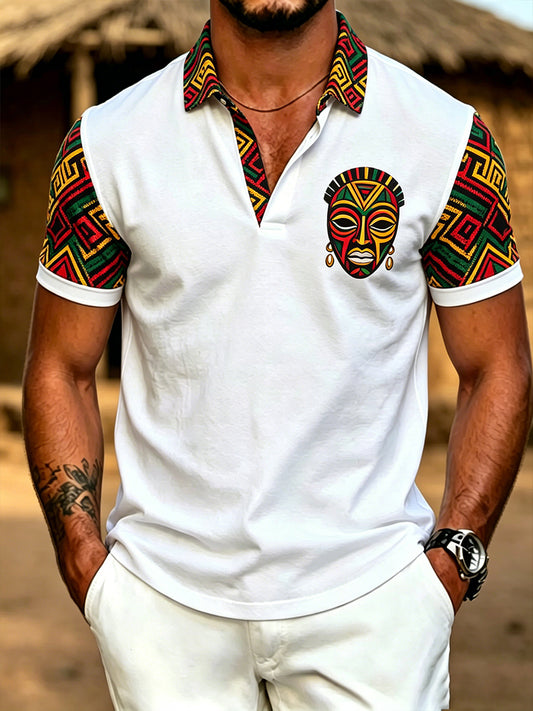 Men's Juneteenth Day Print Casual Polo Shirt