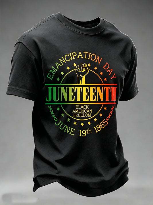 Men's Juneteenth Day Print Casual T-Shirt