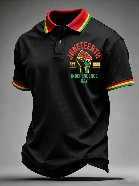 Men's Juneteenth Print Casual Polo