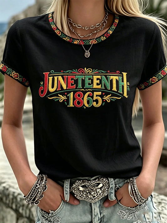 Women's Juneteenth Design Print Casual T-Shirt