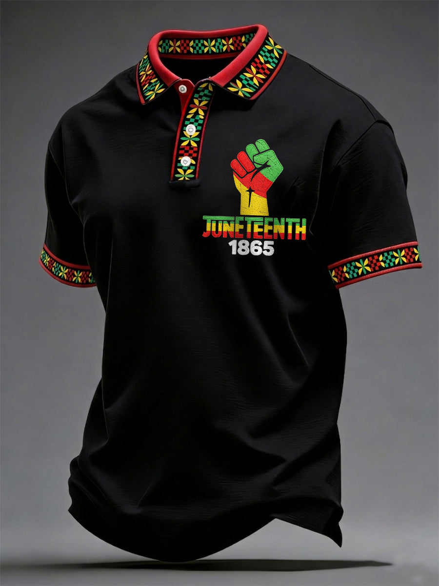 Men's Juneteenth 1865 Print Casual Polo