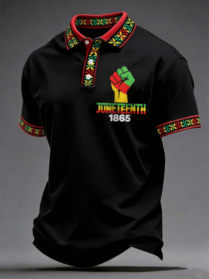 Men's Juneteenth 1865 Print Casual Polo