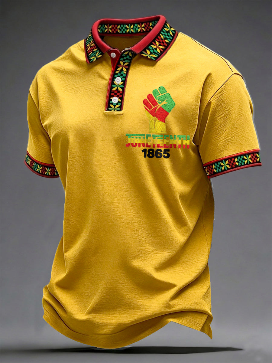 Men's Juneteenth 1865 Print Casual Polo