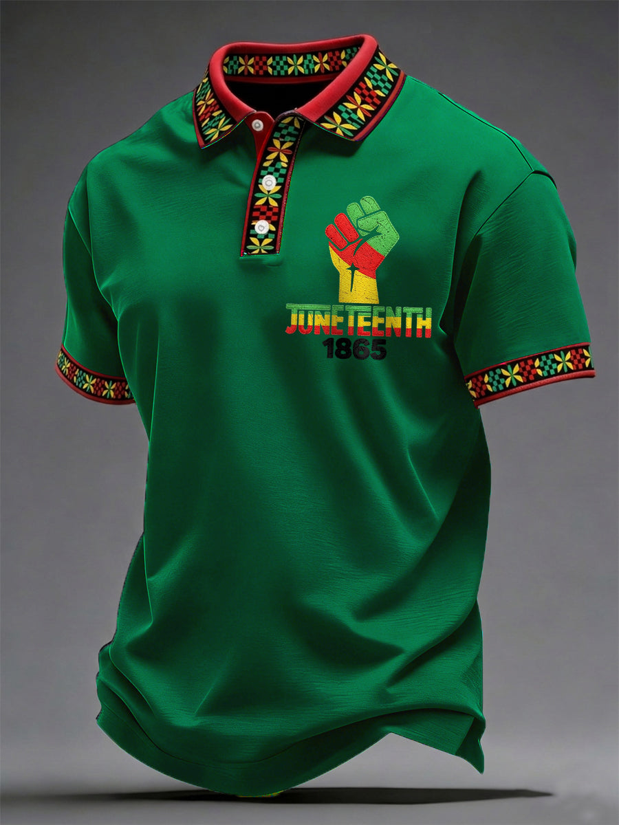 Men's Juneteenth 1865 Print Casual Polo