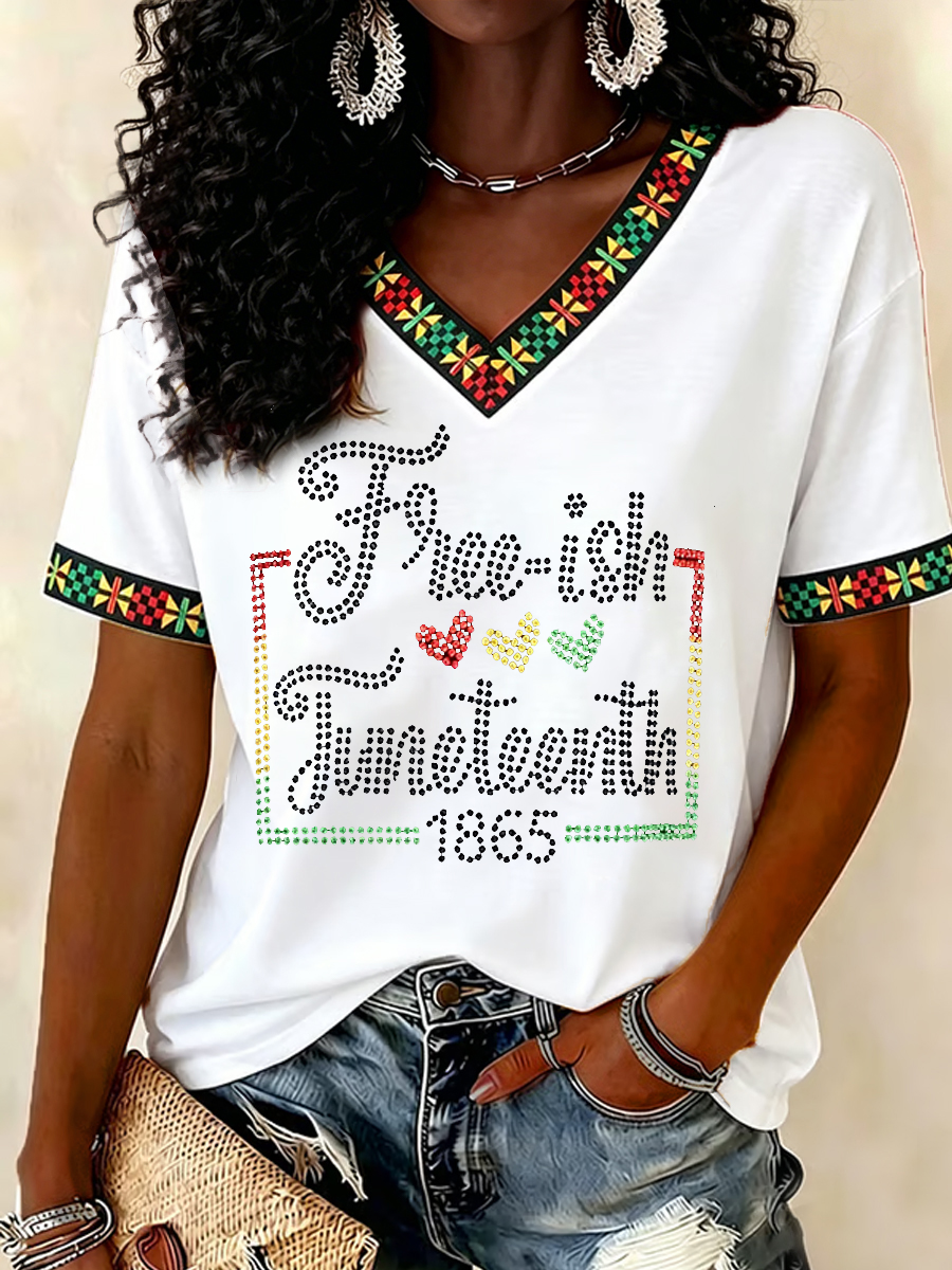 Women's Juneteenth Print short-sleeved T-shirt