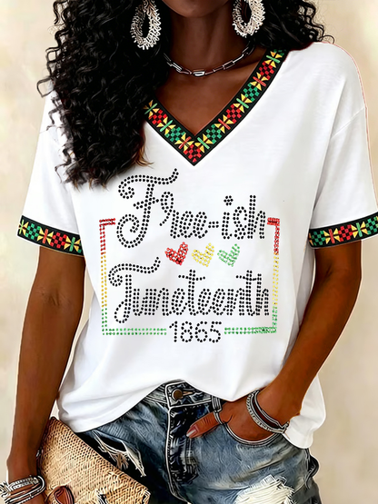 Women's Juneteenth Print short-sleeved T-shirt