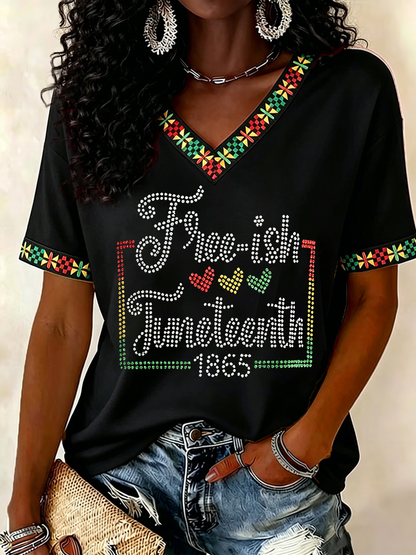 Women's Juneteenth Print short-sleeved T-shirt
