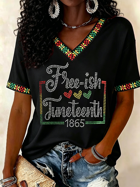 Women's Juneteenth Print short-sleeved T-shirt