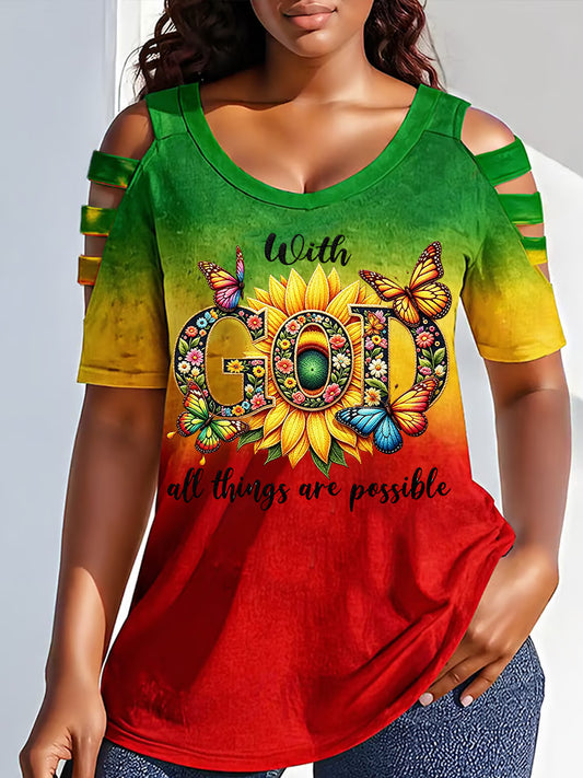 Women's With God All Things Are Possible Print Casual Top