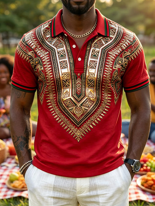 Men's Black Pride Month Ethnic-Style Casual Polo Shirt