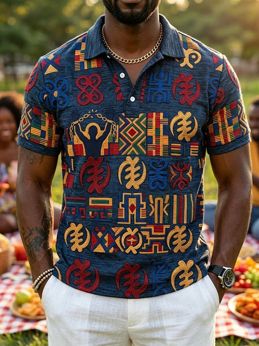 Men's Black Pride Month Print Patchwork Casual Polo Shirt