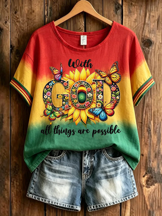 Women's With God All Things Are Possible Print Casual Tee