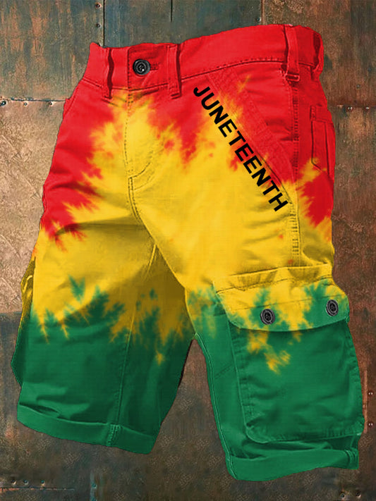 Men's Juneteenth Print Casual Cargo Shorts