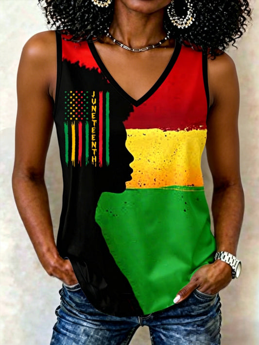 Women's Juneteenth 1865 Print Casual V-Neck Vest