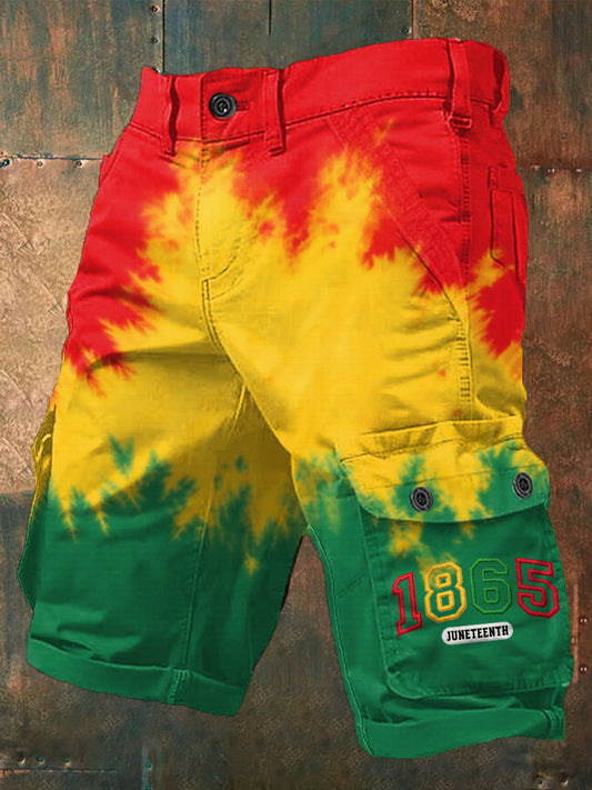 Men's Juneteenth 1865 Print Casual Cargo Shorts