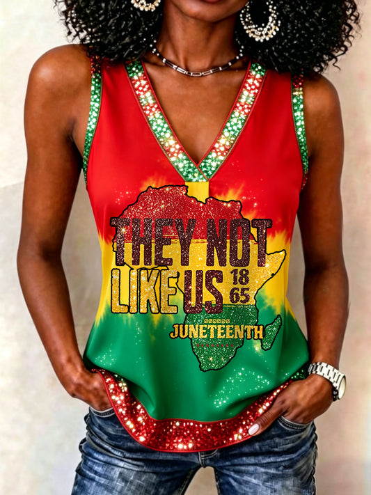 Women's Juneteenth They Not Like Us Print Casual Vest