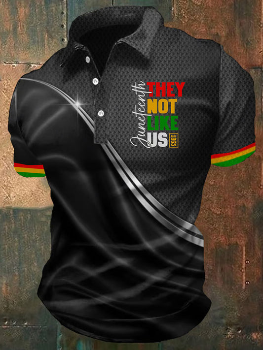Men's Juneteenth They Not Like Us Print Casual Polo