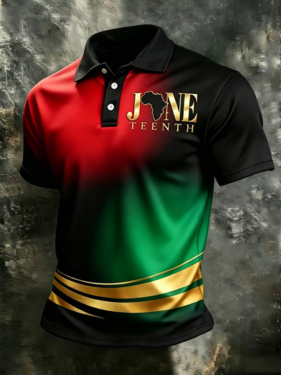Men's Juneteenth Print Casual Polo