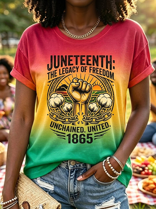 Women's Juneteenth Freedom Ombré Casual T-Shirt