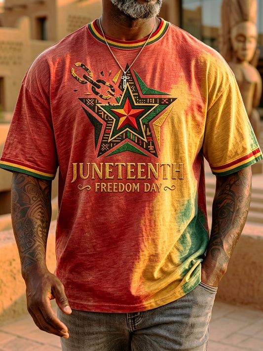 Men's Juneteenth Freedom Gradient Casual T-Shirt