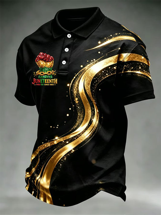 Men's Juneteenth Free-ish Since 1865 Print Casual Polo
