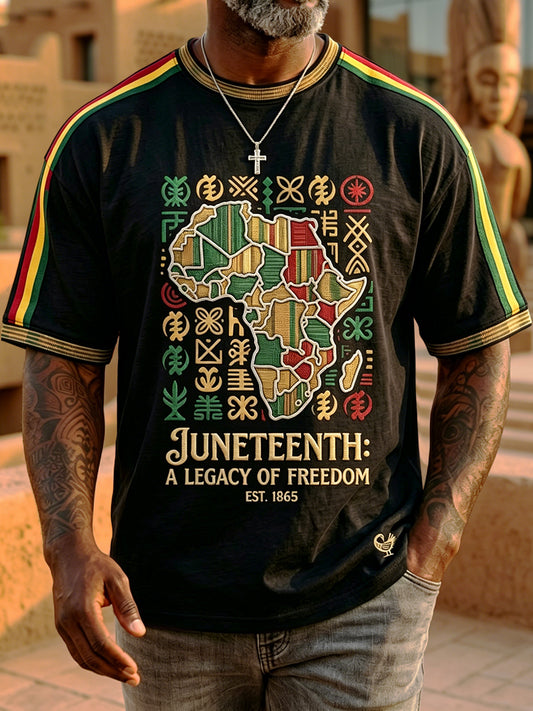 Men's Juneteenth Freedom Map Casual T-Shirt