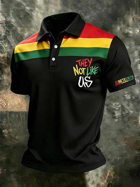Men's Juneteenth They Not Like Us Print Casual Polo