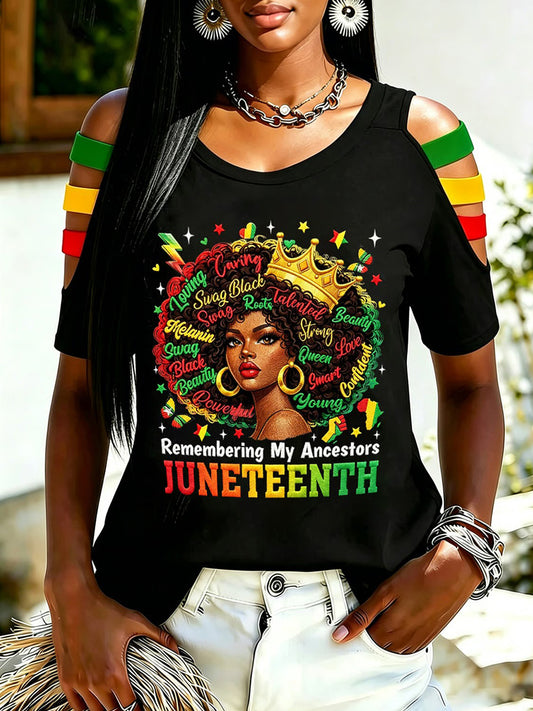 Women's Juneteenth Remembering My Ancestors Print Casual Top