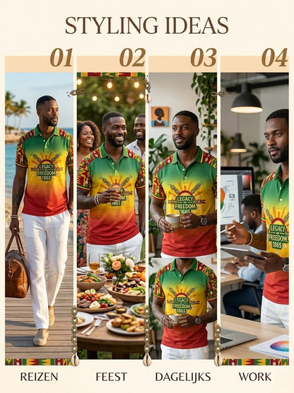 Men's Juneteenth Freedom Gradient-Paneled Casual Polo