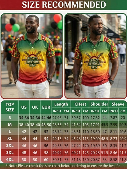 Men's Juneteenth Freedom Gradient-Paneled Casual Polo