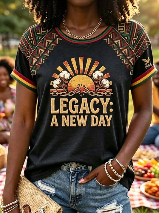 Women's Juneteenth Freedom O-Neck Casual Short Sleeve T-Shirt