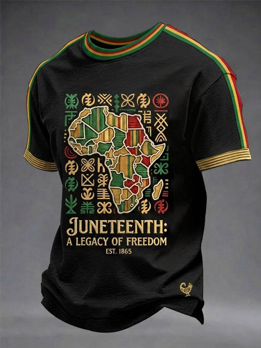 Men's Juneteenth Freedom Map Casual Short Sleeve T-Shirt