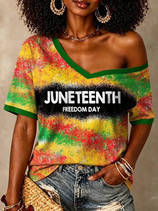 Women's Juneteenth Print Short Sleeve T-shirt