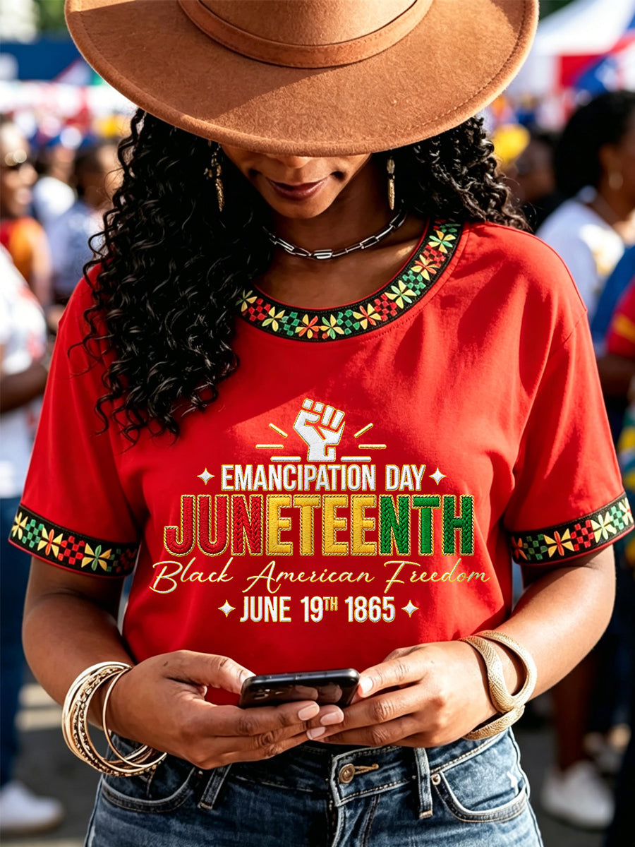 Women's Juneteenth EMANCIPATION DAY Print Casual Tee